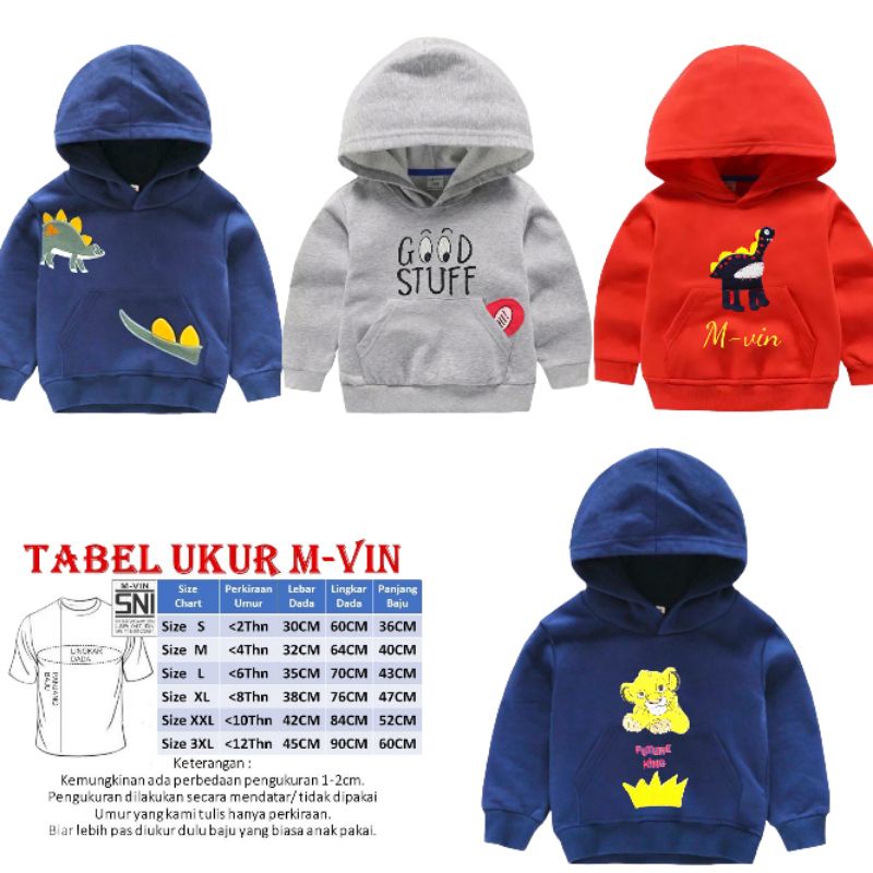 Sweater Anak Hoodie/Atasan Hoodie Anak Unisex/Hoodie Anak Bordir Babytery 1-12Tahun Malvin