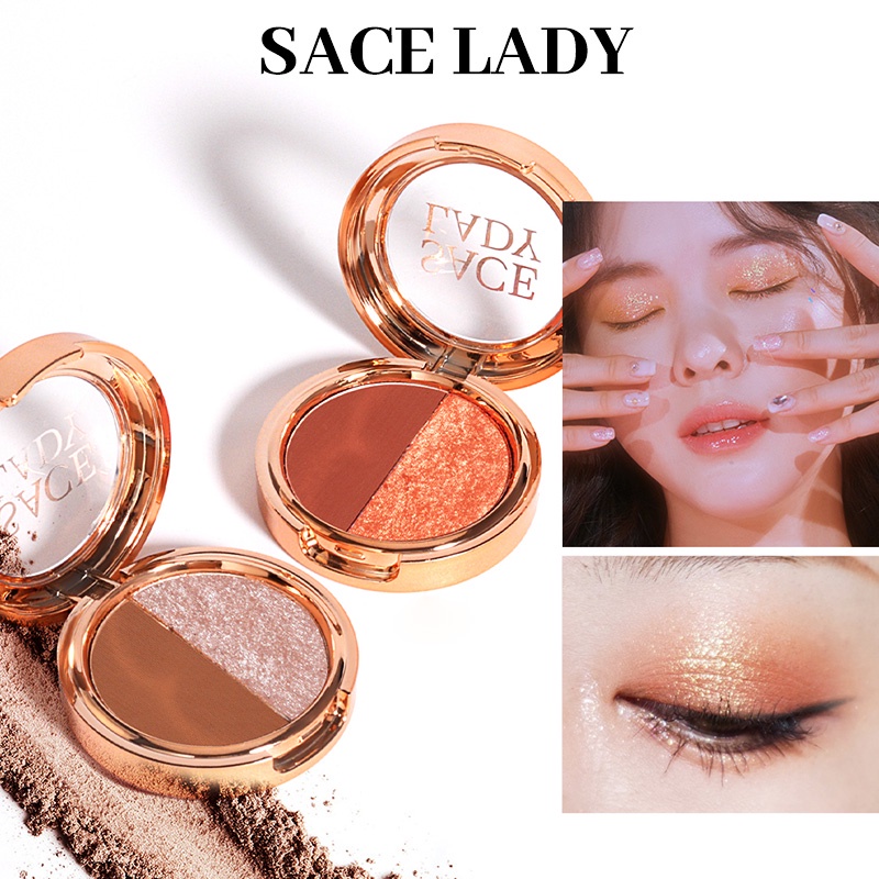 SACE LADY 2 In 1 Eyeshadow Palette Glitter Matte High Pigment Smooth Eye Shadow Makeup Cosmetic
