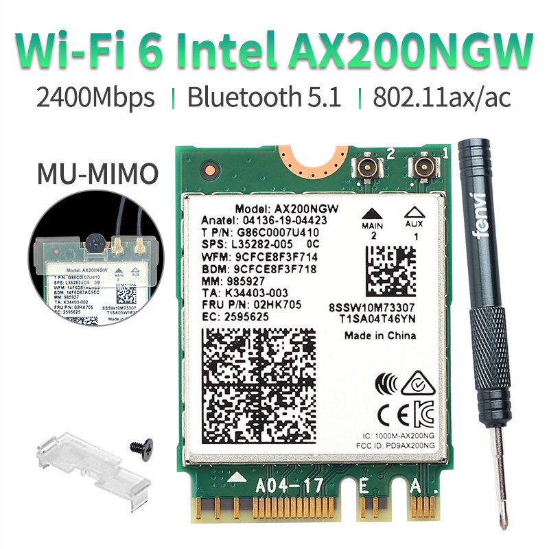 Jual Intel Wifi 6 Card Wireless AX200 802.11AX Bluetooth 5.2 NGFF M.2 2G 5G | Shopee Indonesia