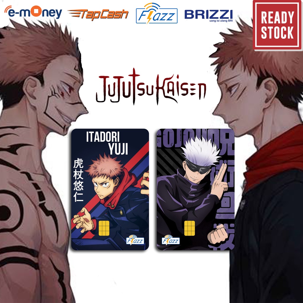 Emoney mandiri flazz bca gen 2 brizzi tap cash custom JUJUTSU KAISEN kartu e toll free edit 1 sisi atau 2 sisi cocok untuk komunitas dan souvenir