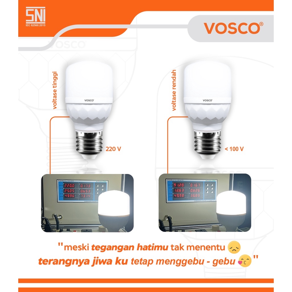 LAMPU LED CAPSULE PREMIUM GARANSI MURAH  VOSCO 5-60WATT, BER SNI TERANG FREE ONGKIR