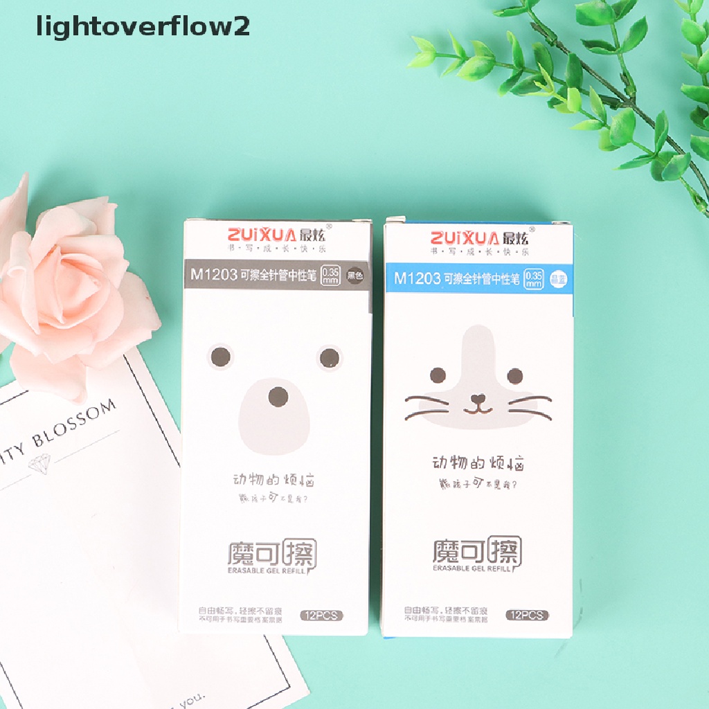 (lightoverflow2) 4pcs / Set Pulpen Gel 0.35mm Bisa Dihapus Untuk Sekolah / Kantor