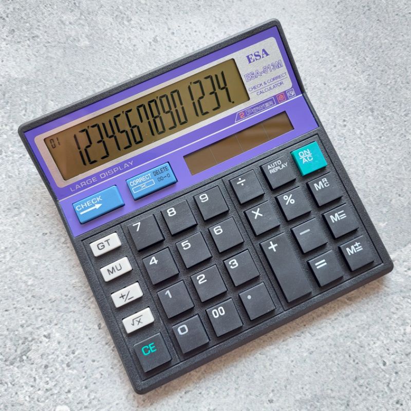 

Kalkulator 14 Digit Calculator Dagang 2 Power Check & Correct Esa 513M