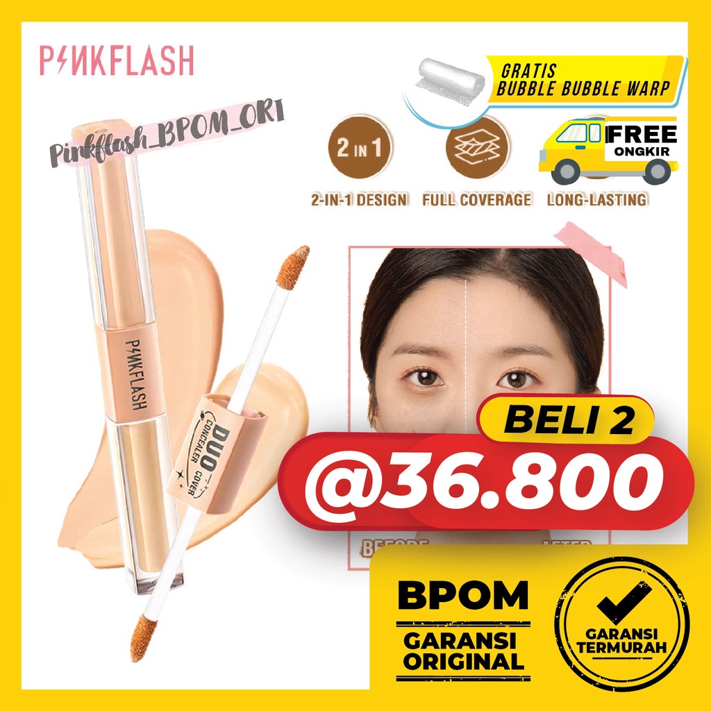 PINKFLASH Concealer Pinkflash DoubleFix 2-in-1 Dual-Shade Concealer Full Coverage Brighten Matte Lightweight Conceal Dark Circles Scar Acne Skin Pinkflash Doublefix Concealer Pinkflash Duo Concealer Pinkflash