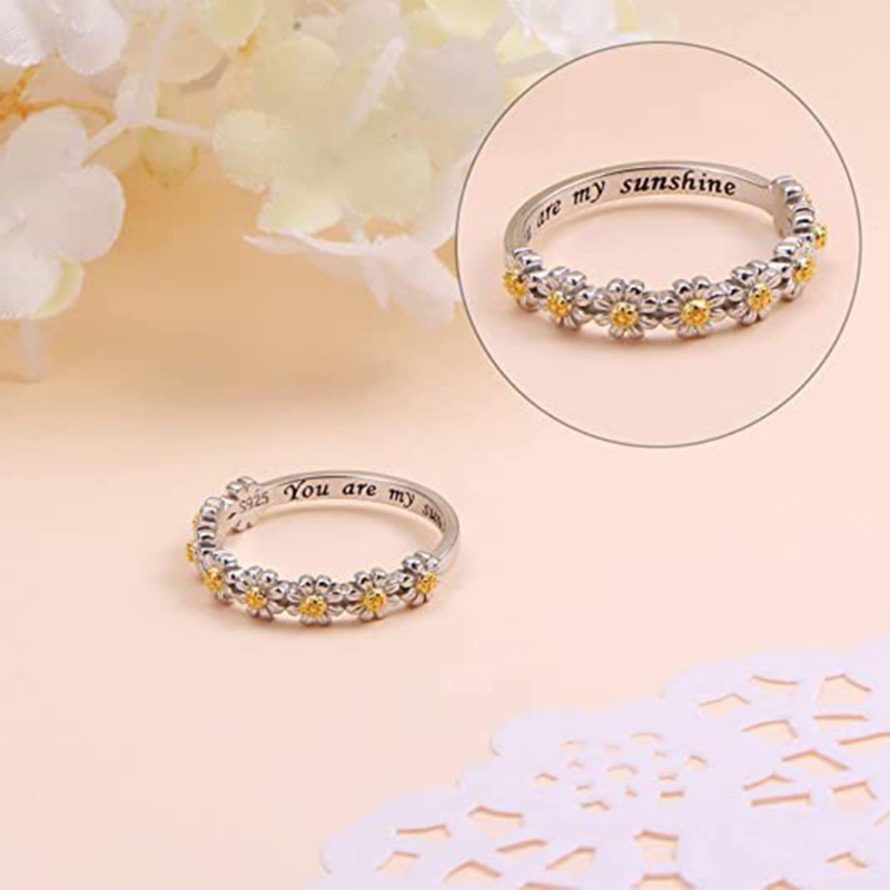 Cincin Wanita Desain Bunga Daisy You Are My Sunshine Untuk Pernikahan