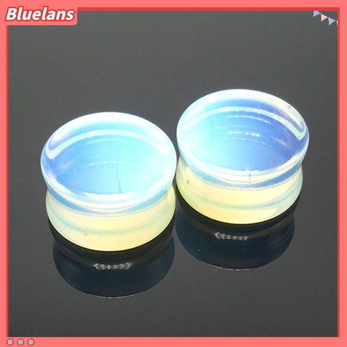 1pc Pelebar Tindikan Telinga Model Pelana Flare Ganda Opalite Ukuran 5-18mm