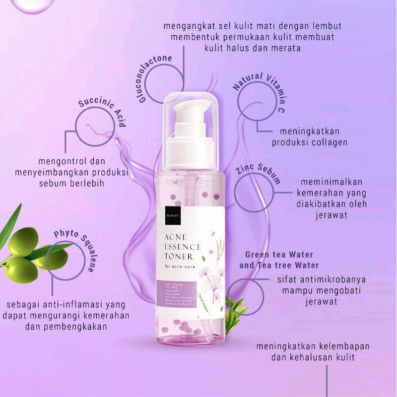 *galerybeautysemarang* Toner Wajah SCARLETT Whitening Acne Essence &amp; Brightly Essence 100 ml Tooner