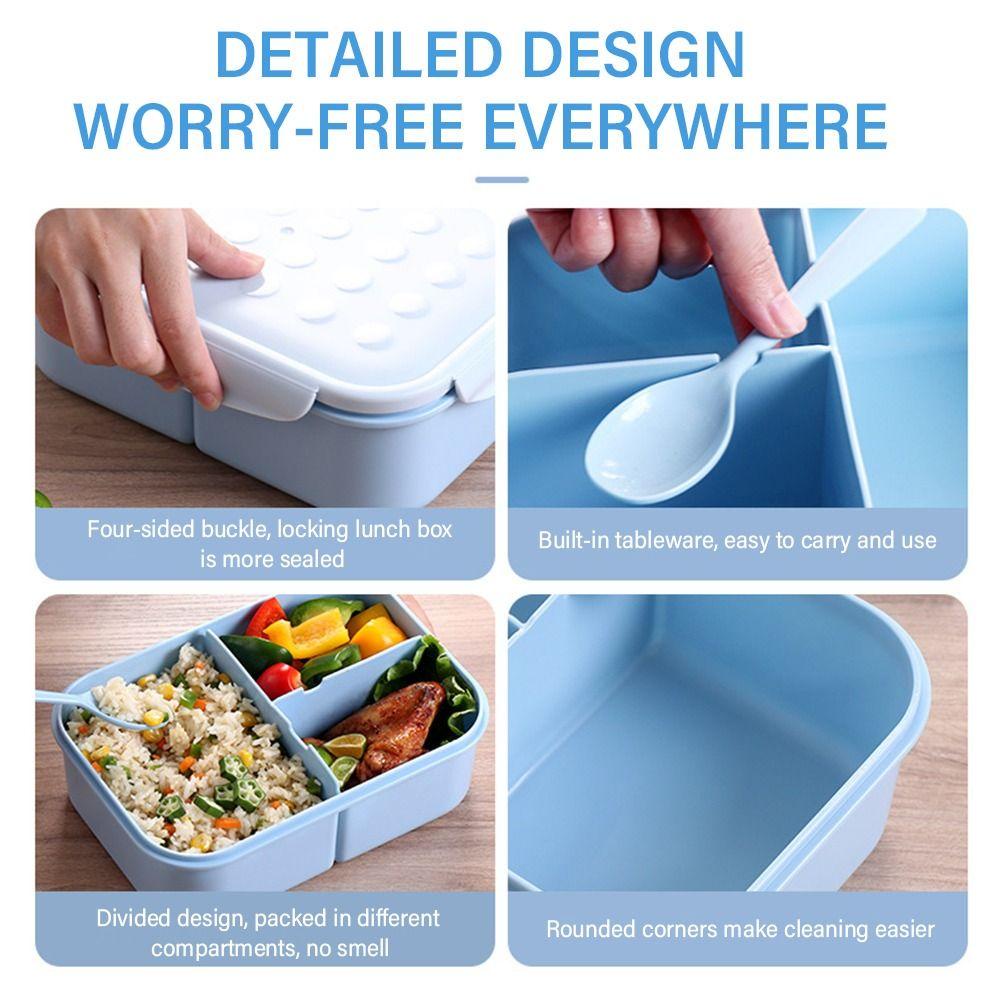 Top Lunch Box Portable Rectangle Grid 3susun Wadah Makanan Gird