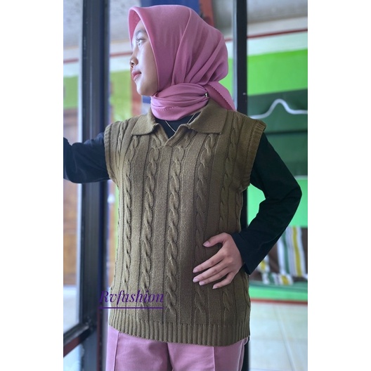 vest polo cable/baju rajut wanita/atasan wanita premium