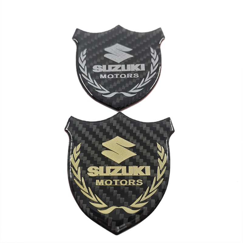 1pc Stiker Emblem Logo SUZUKI MOTORS Bahan Karbon Fiber Untuk Dekorasi Jendela Samping Mobil SUZUKI