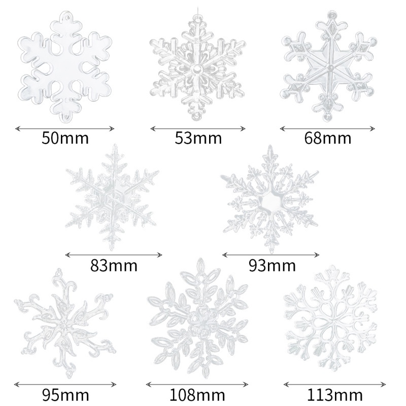 10pcs / lot Ornamen Gantung Bentuk Snowflakes Bahan Akrilik Transparan Untuk Dekorasi Pohon Natal