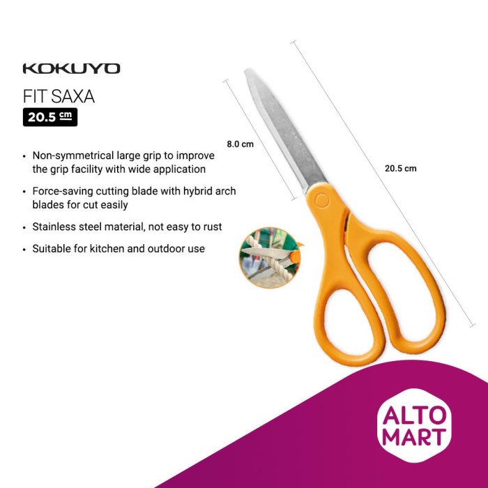 

Sale Kokuyo Airofit Saxa Cut Scissors 20 Cm Yellow Gunting Scissor Aerofit Promo