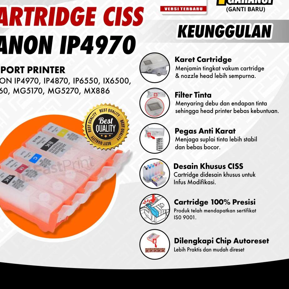 Promo banting--Cartridge Ciss Infus Printer Canon IP4970 IP4870 IP6550 IX6500 IX6560 MG5170 MG5270 M