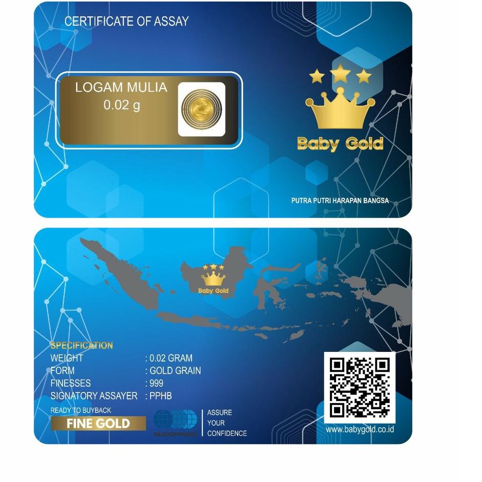 Recomended Baby Gold Emas Mini Batangan 0,02 Gram  Logam Mulia Asli Murni 24 Karat Minigram Berserti