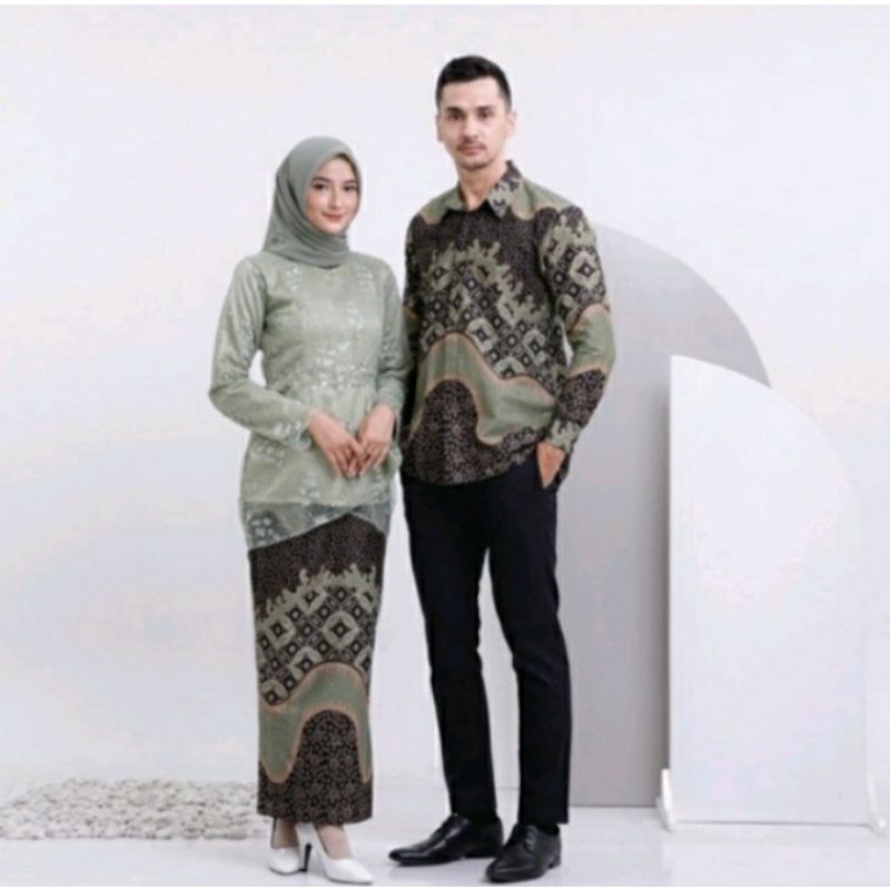 kemeja batik sage green