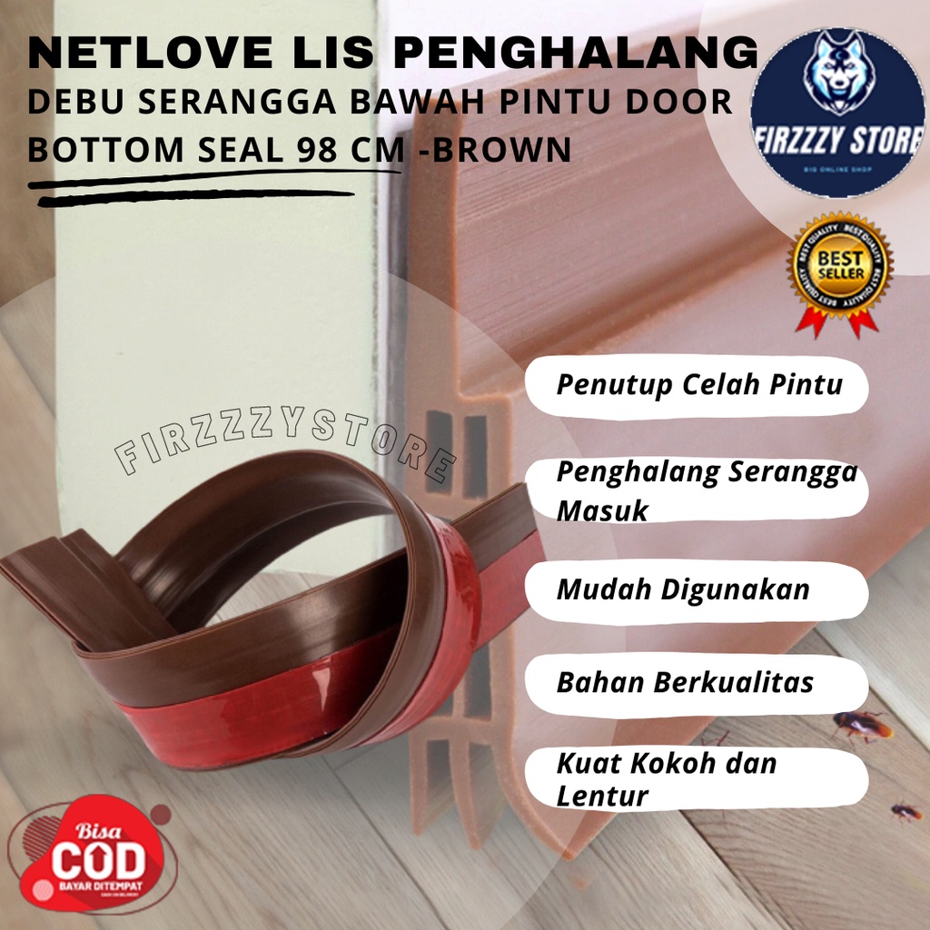 NetLove Lis Penghalang Debu Serangga Bawah Pintu Door Bottom Seal 98 cm -Brown