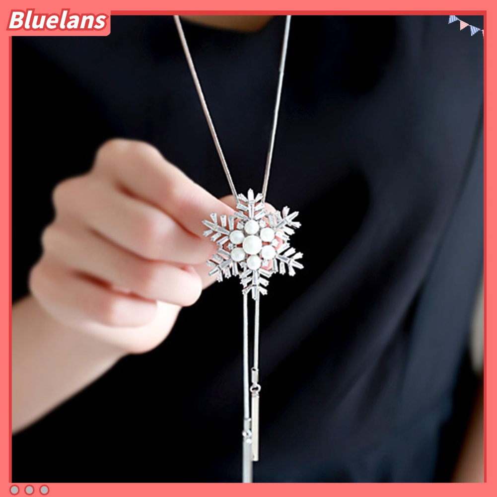 Kalung Rantai Liontin Mutiara Berlian Imitasi Gaya Elegan Untuk Wanita