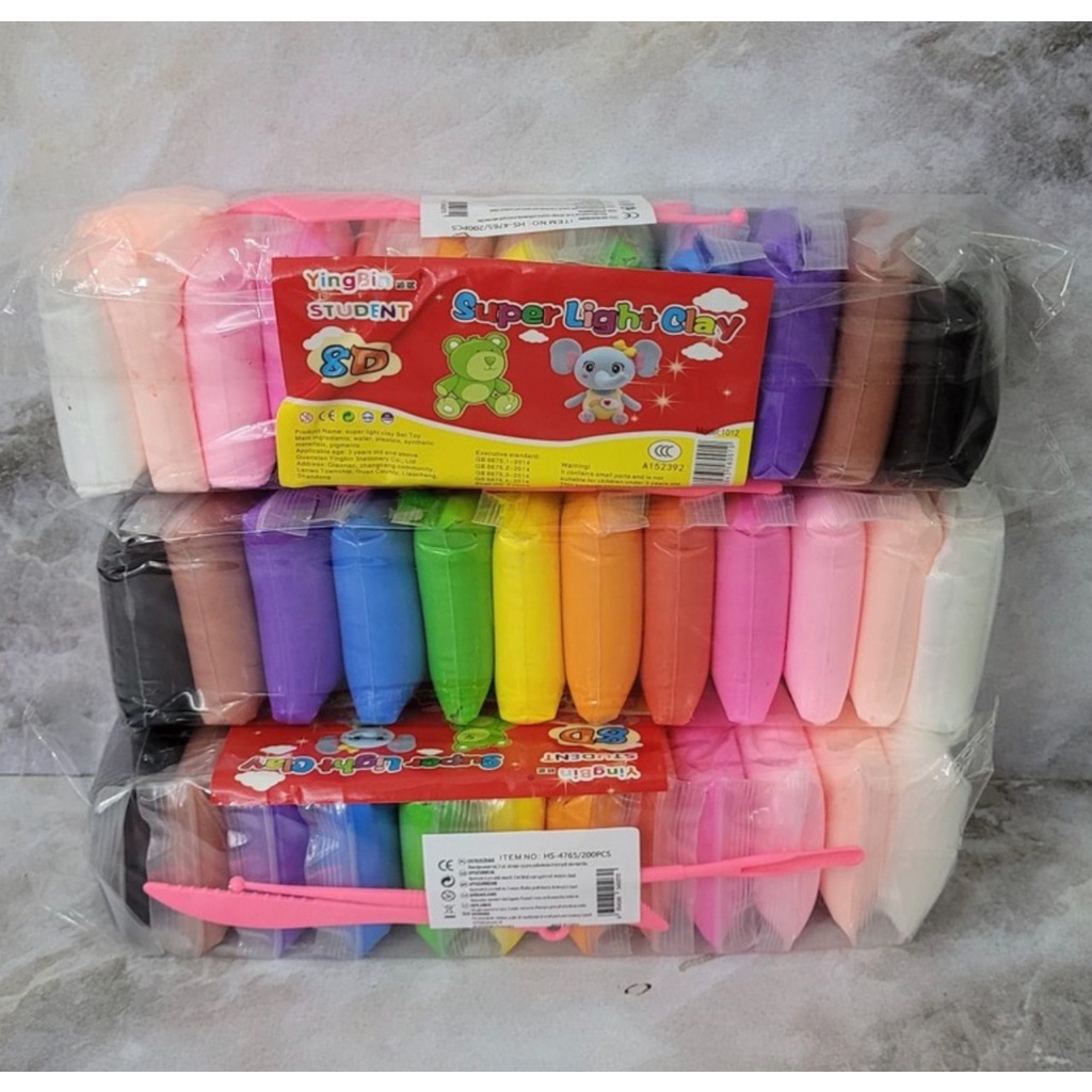 TRS - Mainan Anak Lilin Clay 12 in 1 Warna Polymer Light Rainbow