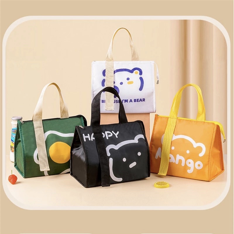 BEBAS CUSTOM Tas Pelindung Kotak Nasi Bento Premium / Insulated Cooler Bento Bags / Tas Pedingin Kot