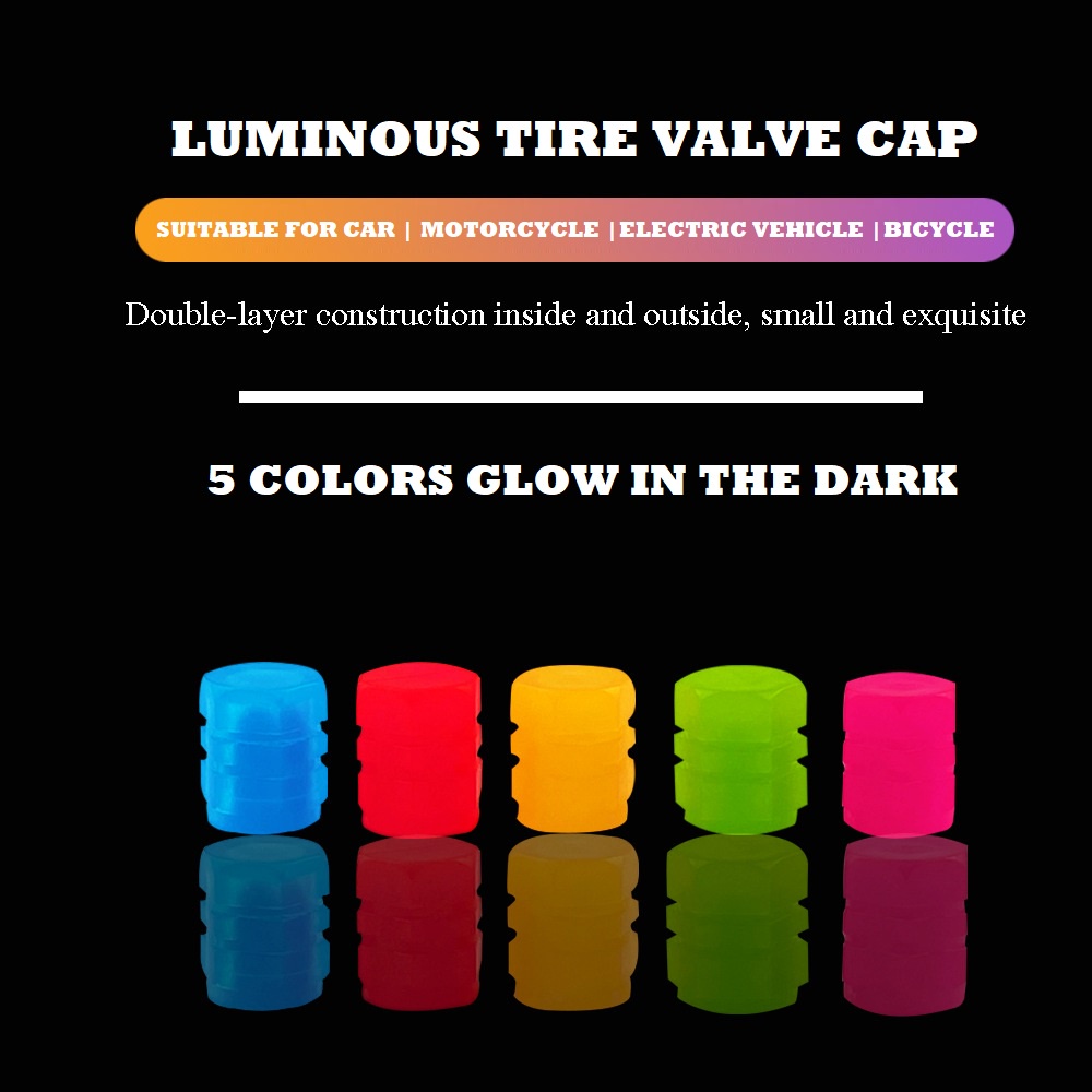 LUCKYMALL 1PCS TUTUP PENTIL BAN MOBIL MOTOR SEPEDA GLOW IN THE DARK LUMINOUS NEON MENYALA SAAT GELAP TIRE VALVE GLOWING CAR MOTORCYCLE BIKE BICYCLE MOTOBIKE