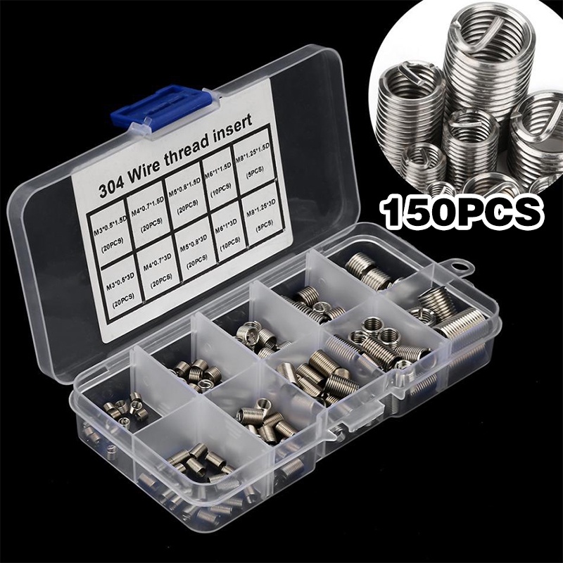 【150 PCS】Recoil Baut M3-M4-M5-M6-M8/Insert Screws Repair Kit/Screw Wire Sleeve Thread Repair/Helical Screw Thread Insert Kit