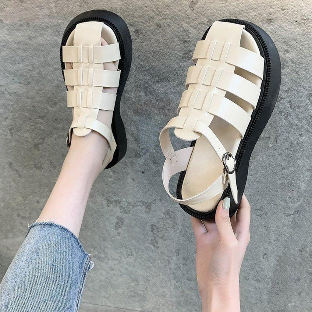 LURAD Sepatu Sandal Cewek Sepatu Wanita  Sepatu Gladiator Sepatu Import Model Terbaru Sole Tebal Design Unik Keren