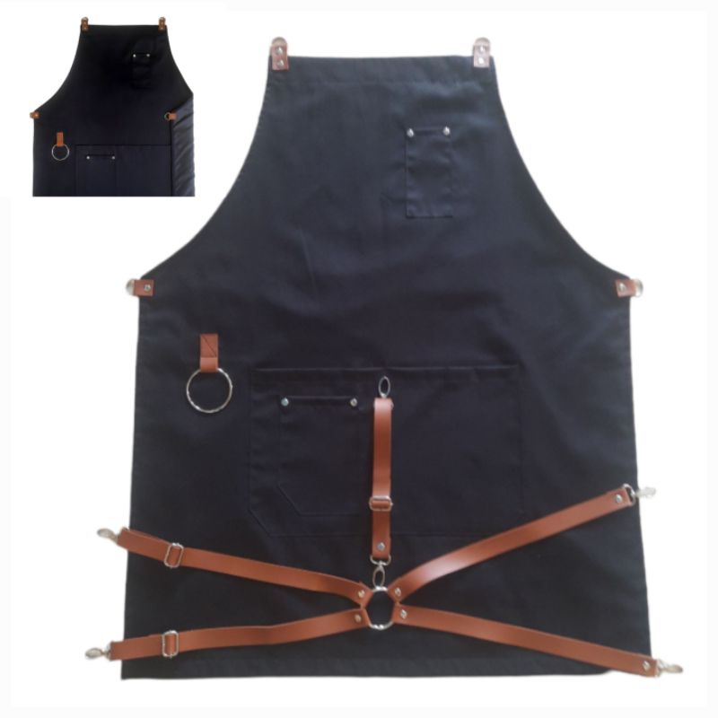 APRON CELEMEK BARISTA PREMIUM BLACK SERIES  / APRON BARISTA /BARBERSHOP DLL