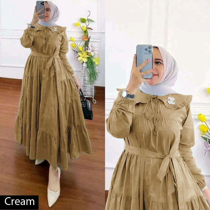 MIDI DRESS KEKINIAN TERBARU VIRAL MURAH POPULER LENGAN PANJANG