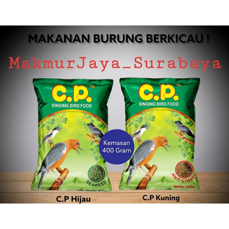 Pakan Burung Voer CP Kuning Anti Stress Singing &amp; Hijau Seaweed Bird Food 400gr