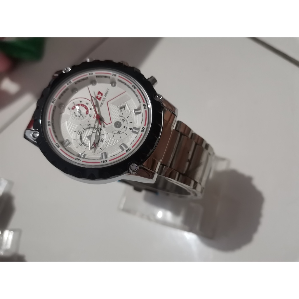 Cheaper Watches - SAM-01 JAM TANGAN PRIA ANALOG SWISS SPORT AVIATION MILITARY TANGGAL AKTIF CHRONO OFF ARMY STAINLESS