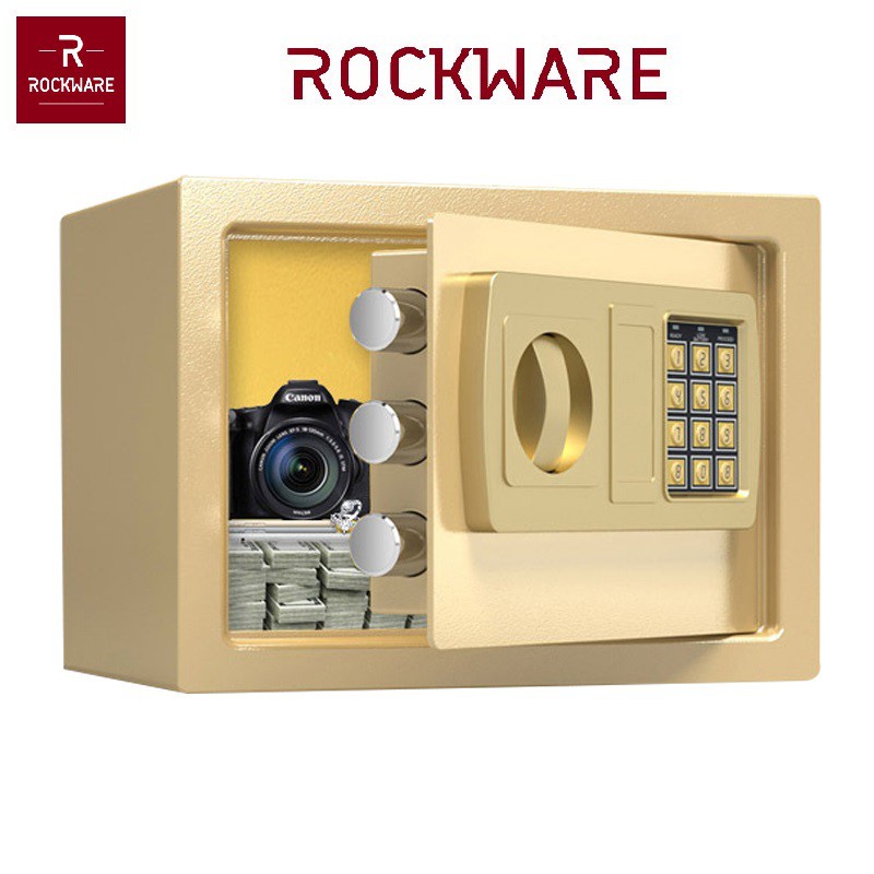 ROCKWARE Safety Box with PIN Lock - 20x31x20cm - RW-20EB - Brown