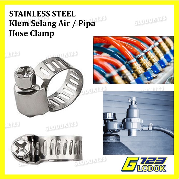 Klem Selang Air Kran Hose Clamp Stainless 1/2&quot; 5/8&quot; 3/4&quot; 7/8&quot; Inch