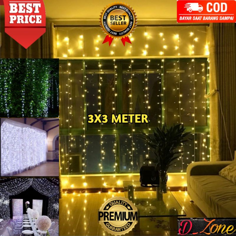 LAMPU NATAL TIRAI PANJANG 3 X 3 METER LED TUMBLR LIGHT TIRAI LAMPU DEKORASI WEDDING