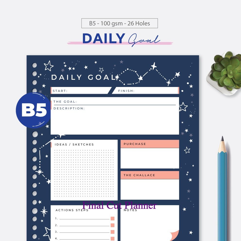 

Loose leaf B5 - Daily Goals Full Color .