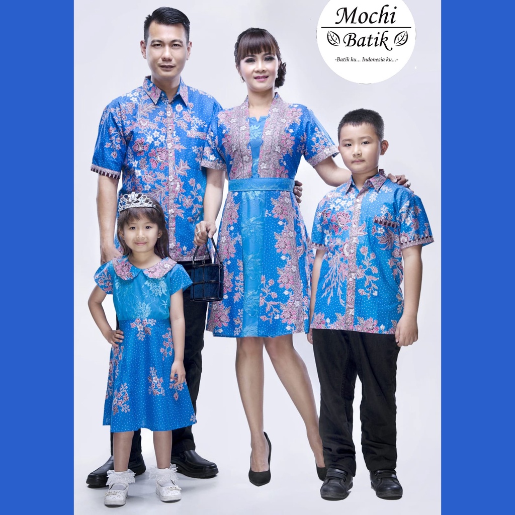 SARIMBIT BATIK KELUARGA/FAMILY DRESS WANITA KD MELATI DASAR WARNA BIRU
