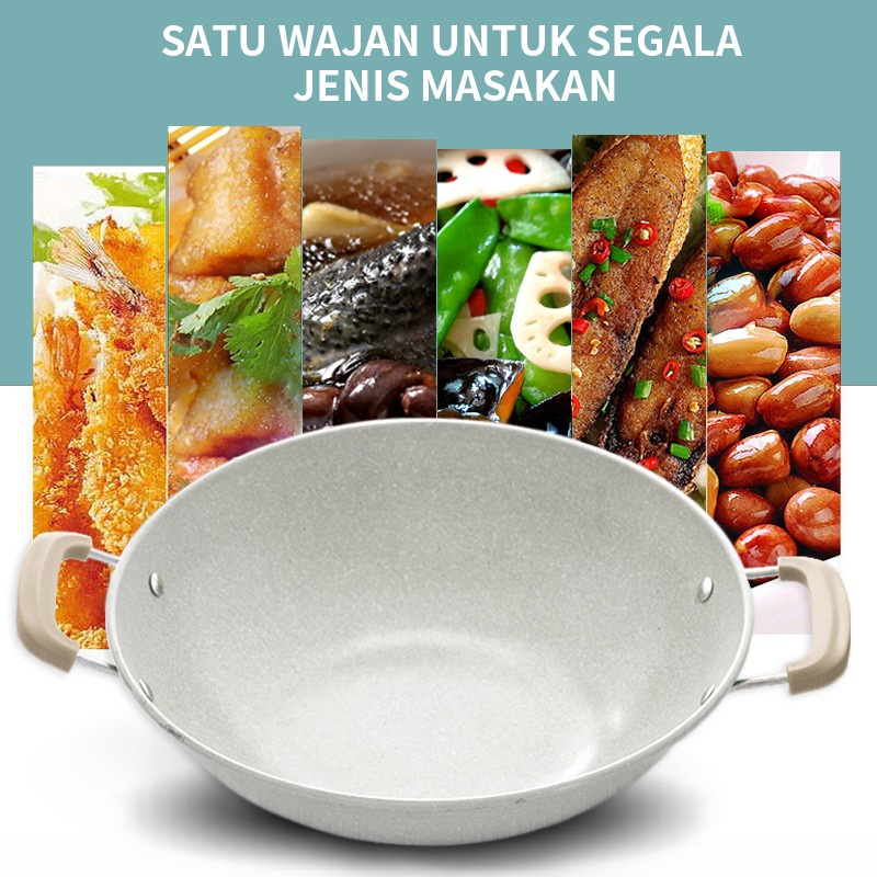 GM Bear Wajan Penggorengan Teflon 32cm 1238- Wok Pan