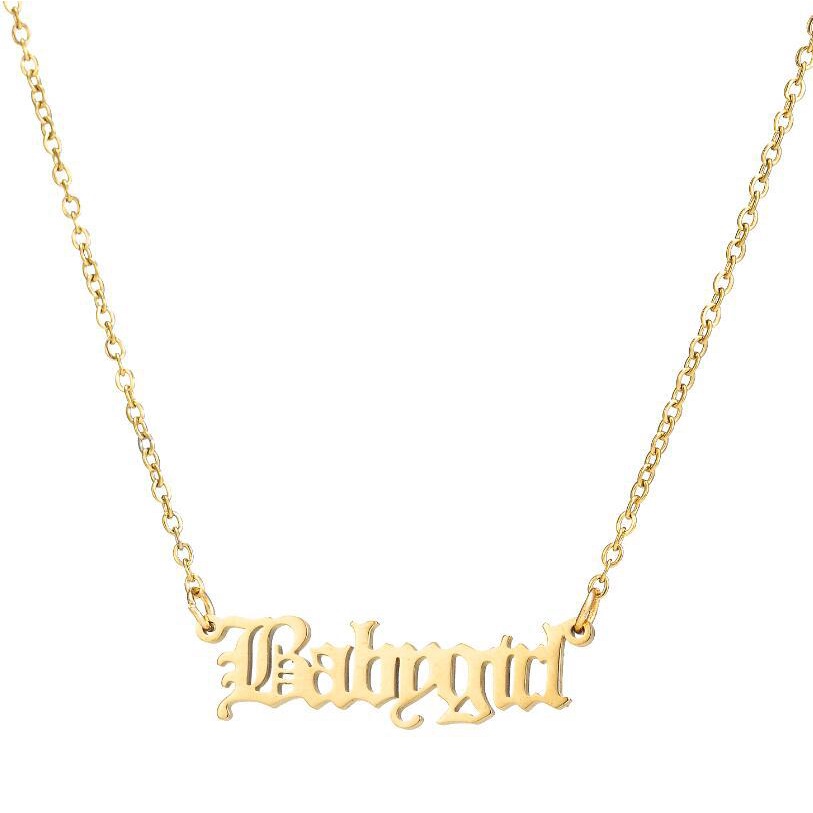 Kalung Rantai Liontin Malaikat babygirl Gaya Vintage Minimalis Bahan stainless steel Untuk Wanita