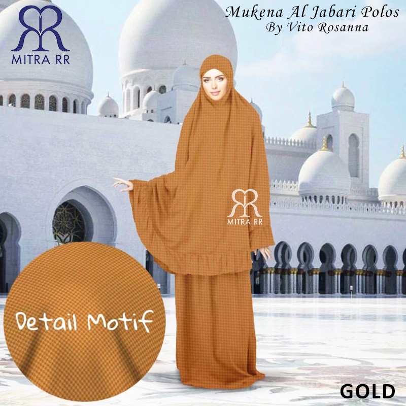 Mukena Al Jabari Polos Jacquard Rampel by Rosanna | Mukena Atas Bawah Dewasa All Size Fit to XL