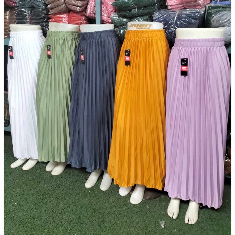Rok Plisket Lidi Polos Original Busana Muslimah