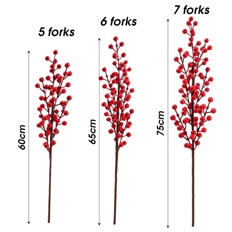Ornamen Bunga Berry Buatan Bahan Plastik Ukuran 60 / 65 / 75cm Untuk Dekorasi Natal