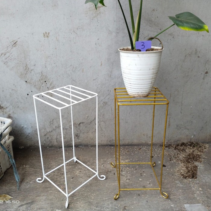 STANDING POT BUNGA KOTAK, RAK BUNGA PERSEGI, DUDUKAN POT BESI,DEKORASI