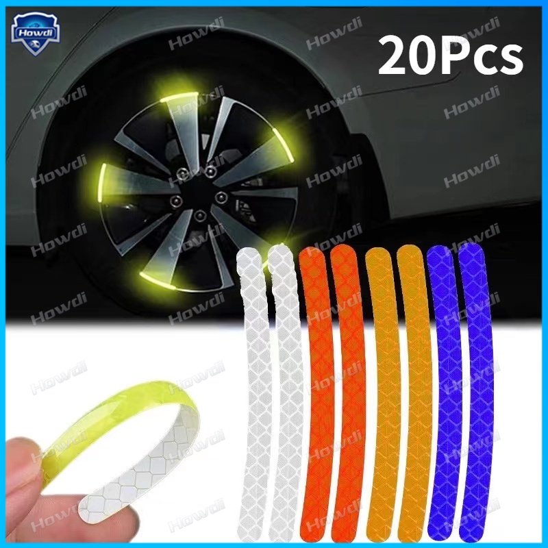 20pcs Stiker Strip Reflektif Luminous Untuk Velg Mobil / Motor / Sepeda