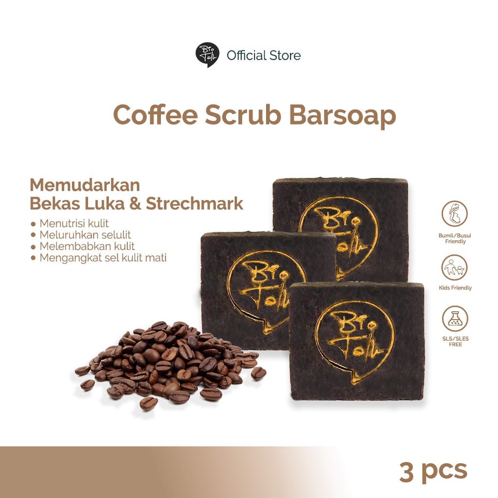 Biotalk Bundling [3 PCS] Coffee Scrub Soap Bio Talk Sabun Mandi Bekas Luka Stretchmark Coffe Knalpot