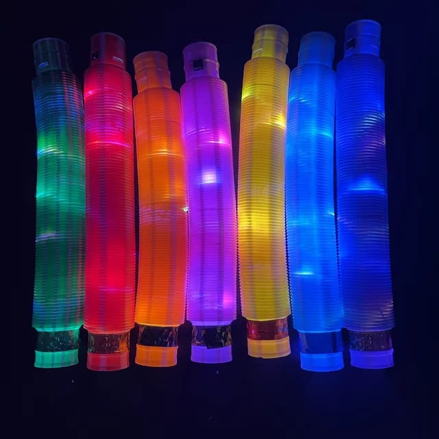 Mainan Anak Light Up Pop Pipes LED / Fidget Pop Tubes Sensory Toys / Mainan Kreasi Selang Pipa Anak / Mainan Kreativitas Anak