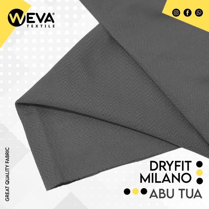 Bahan Kain Jersey Dryfit Milano Abu Tua - Kain Drifit Weva Textile