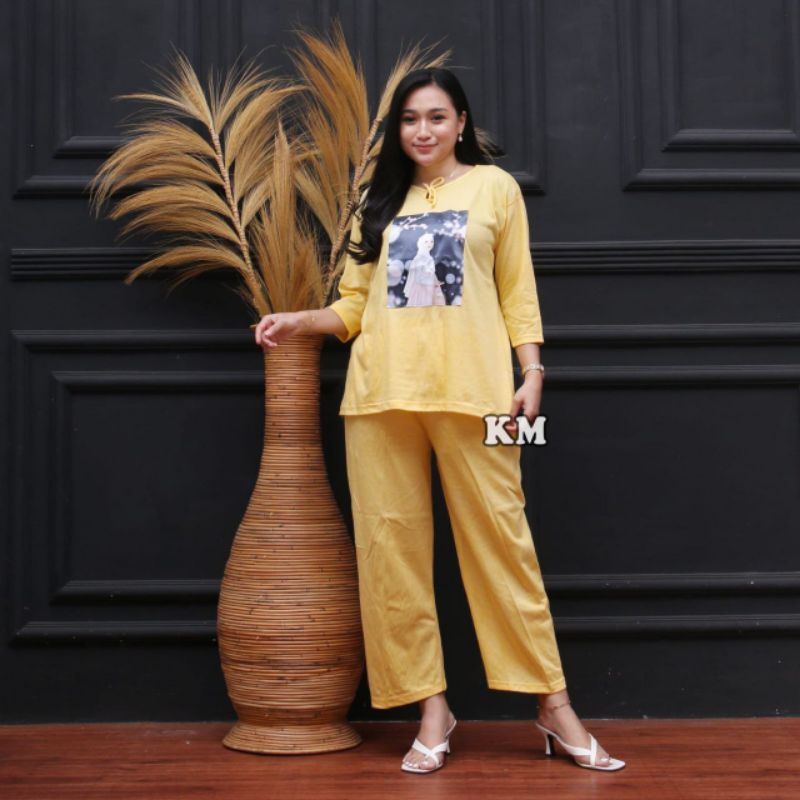 SETELAN KAOS PIYAMA WANITA JUMBO KEKINIAN TALI DEPAN ONE SET BAJU TIDUR TERMURAH TERBARU