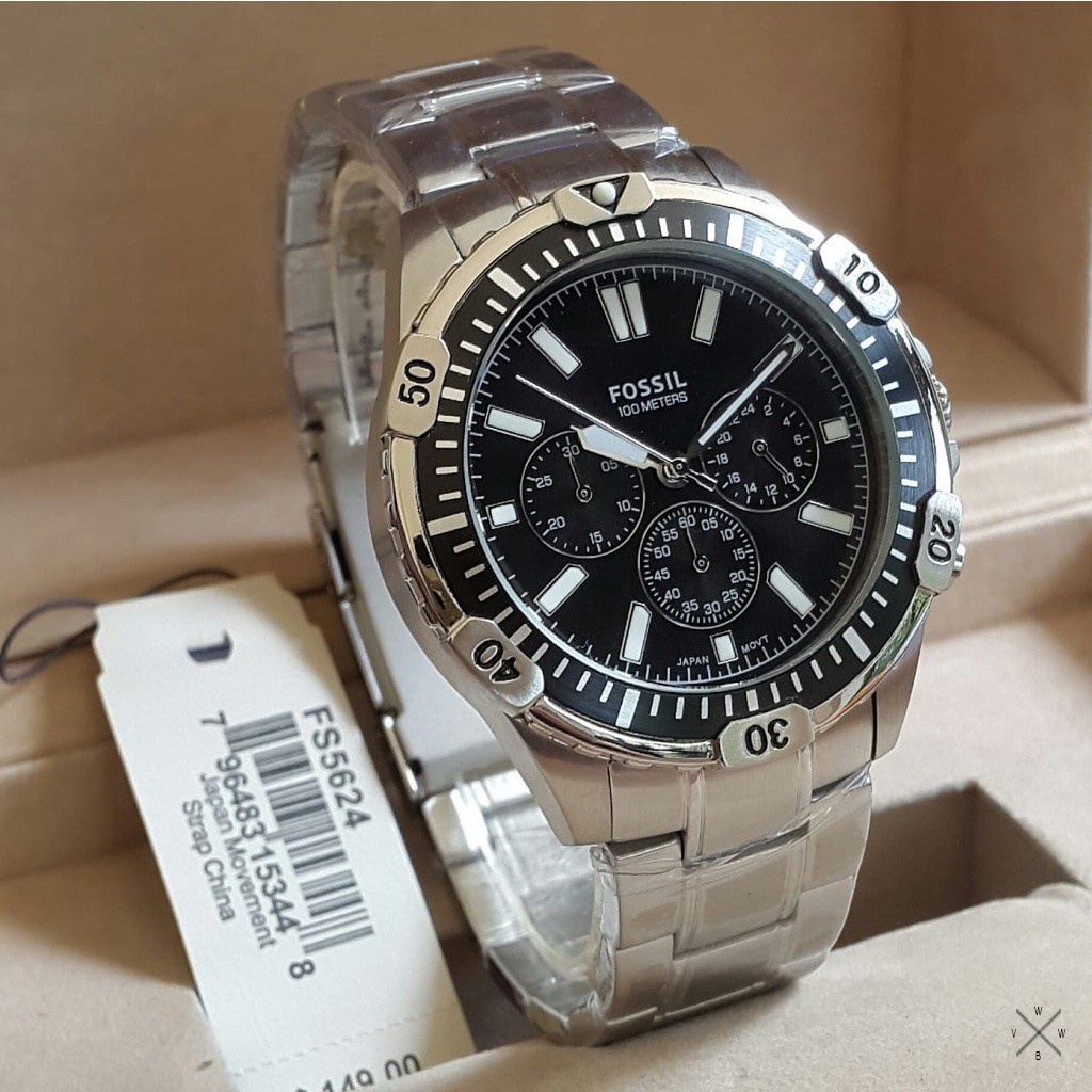 Jam Tangan Fossil FS5624 Pria Chronograph Original Stainless Steel Silver – Garansi Toko & COD