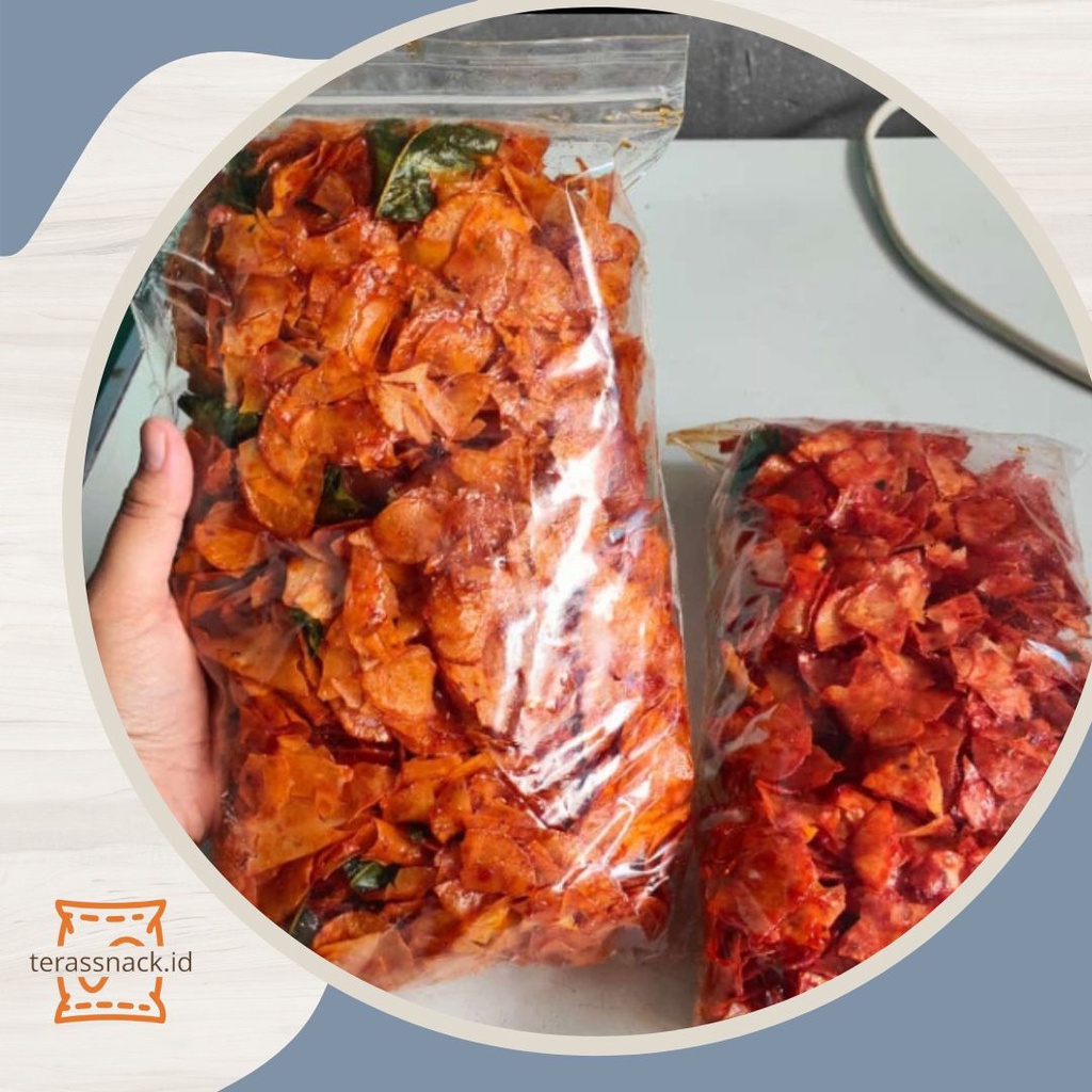 

Keripik Pedas Balado 500 Gram / Keripik Pedas / Cemilan Pedas / Keripik Manis Pedas