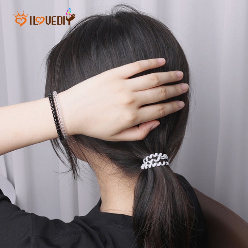 Ikat Rambut Elastis Model Kabel Telepon Gaya Korea Untuk Wanita