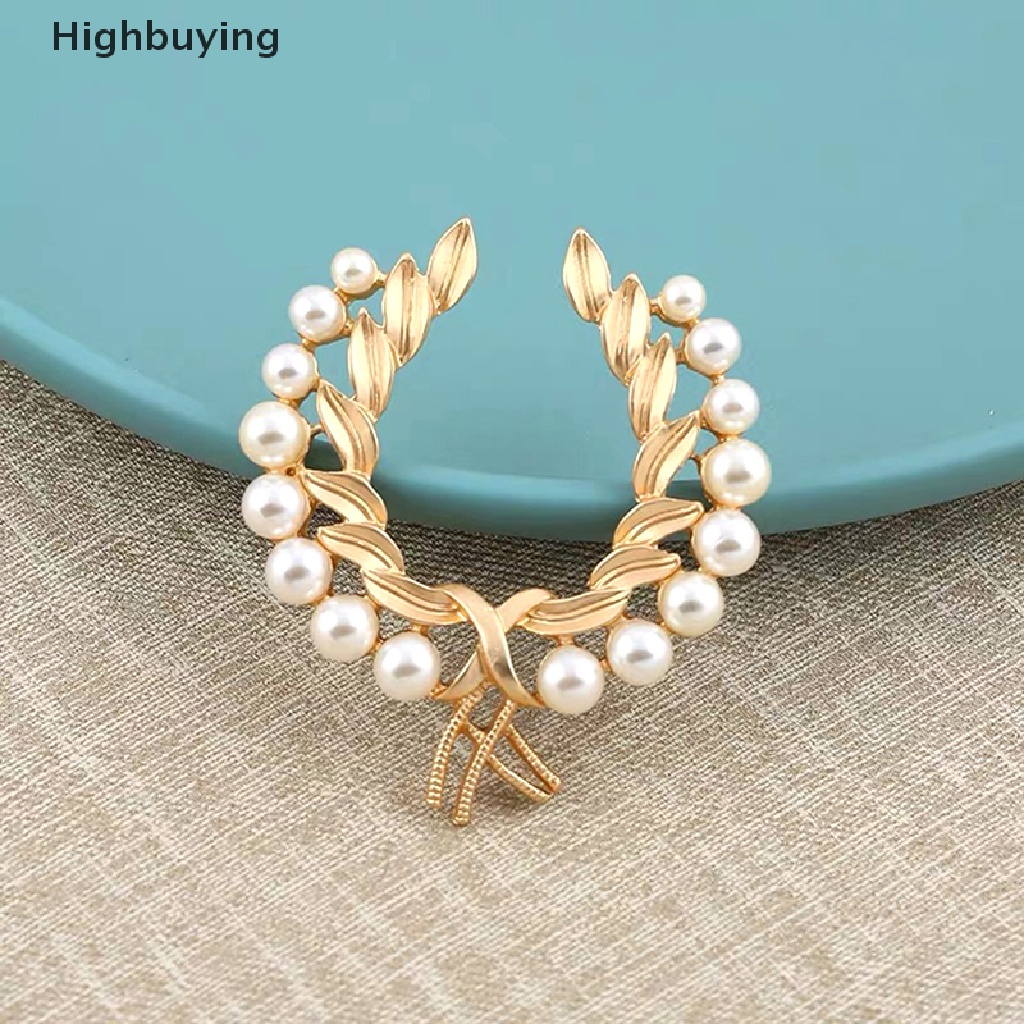 Bros Pin Bentuk Gandum Aksen Mutiara Gaya Vintage Untuk Wanita Glory
